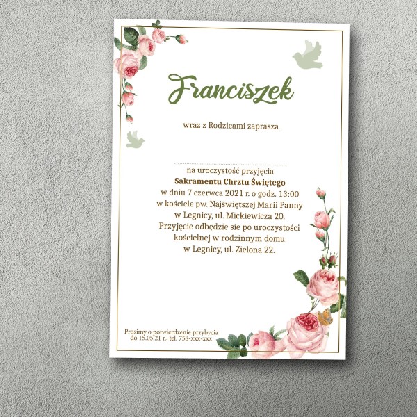 Zaproszenie na chrzest "Malwowy Cień"----