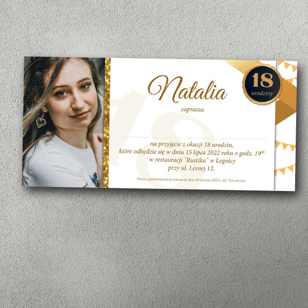 Zaproszenie na 18 – Złoty Błysk 18 | Personalizowane