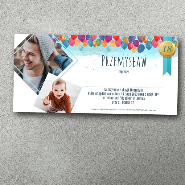 Zaproszenie na 18 – Balonowy Sufit 18 | Personalizowane
