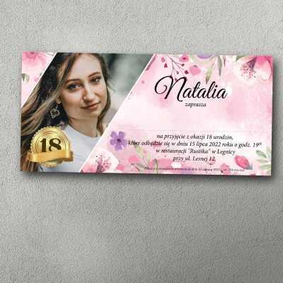 Zaproszenie na 18 – Różany Styl 18 | Personalizowane