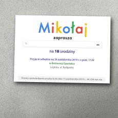 Nowoczesne Zaproszenie na 18-tkę Google – Unikalny Wzór