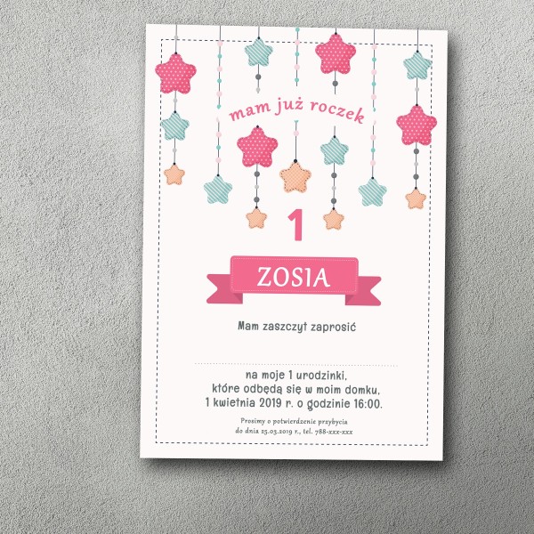 Zaproszenie urodzinowe "Gwiezdny Roczek"