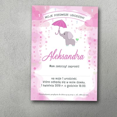 Zaproszenie urodzinowe "Deszczowy Roczek"