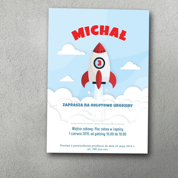 Zaproszenie urodzinowe "Rakietkowe Niebo"