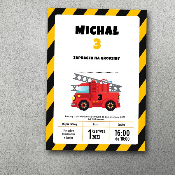 Zaproszenie urodzinowe "Strażacki Alarm"