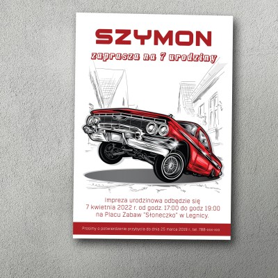 Zaproszenie urodzinowe "Vrooom"