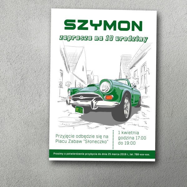 Zaproszenie urodzinowe "Turbo Autko"