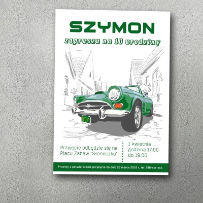 Zaproszenie urodzinowe "Turbo Autko"