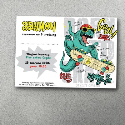 Zaproszenie urodzinowe "Smok na Desce"