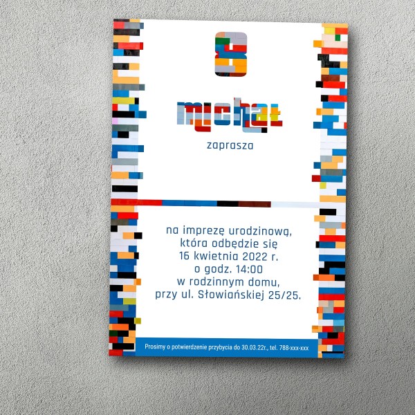 Zaproszenie urodzinowe "Klocek Boom"