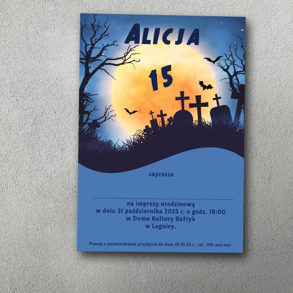 Zaproszenie urodzinowe "Cmentarna Pełnia"