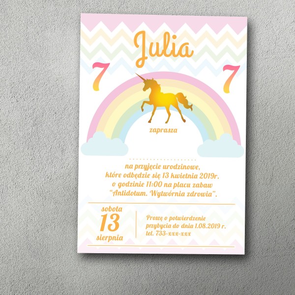 Zaproszenie urodzinowe "Tęczorożec"
