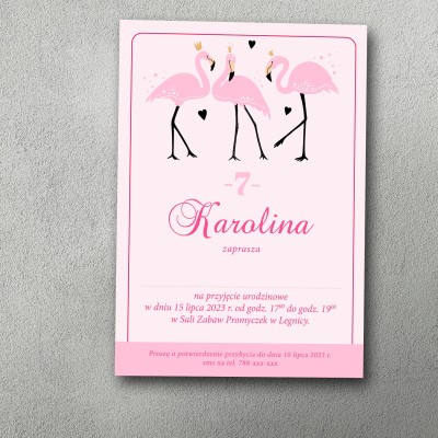 Zaproszenie urodzinowe "Trzy Flamingi"