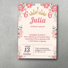 Zaproszenie urodzinowe "Księżniczka Róży"
