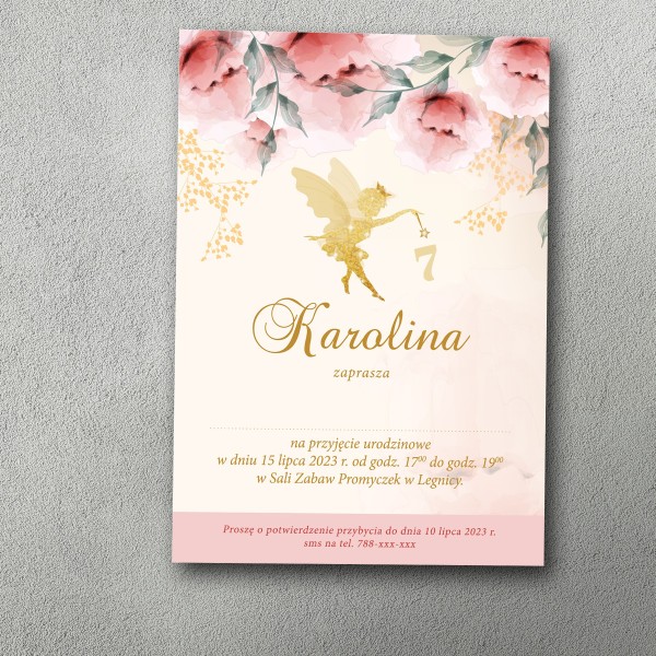 Zaproszenie urodzinowe "Leśna Wróżka Różu"