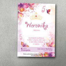 Zaproszenie urodzinowe "Korona Motyli"