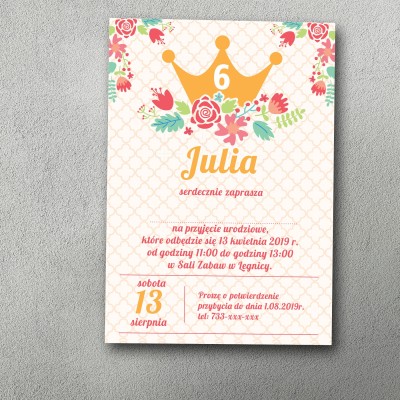 Zaproszenie urodzinowe "Kwiatowa Korona"
