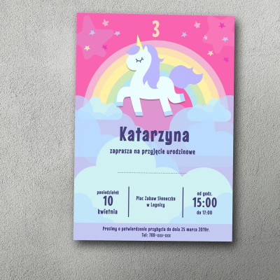 Zaproszenie urodzinowe "Tęczowy Jednorożec"