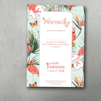Zaproszenie urodzinowe "Flamingowy Ogród"