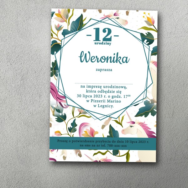 Zaproszenie urodzinowe "Kwiatowa Ramka"