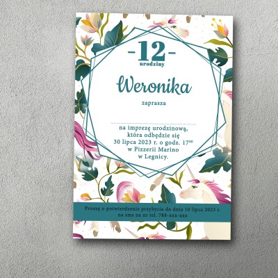 Zaproszenie urodzinowe "Kwiatowa Ramka"