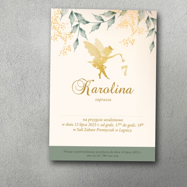 Zaproszenie urodzinowe "Leśna Wróżka Zieleni"
