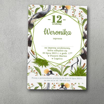 Zaproszenie urodzinowe "Żurawie"