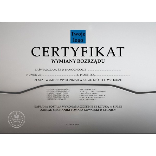 Certyfikat Gwarancyjny