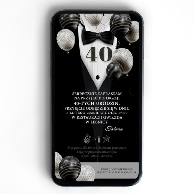 Zaproszenie elektroniczne z garniturem – elegancki wzór