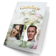 kartka ślubna personalizowana ze zdjęciem gratulacje romantyczne kwiaty imiona para młoda