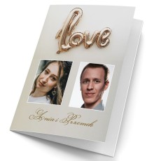 kartka ślubna personalizowana ze zdjęciem love złota napis imiona para młoda