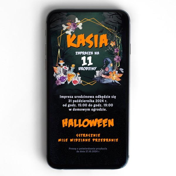 Zaproszenie elektroniczne czarownica – mroczny styl
