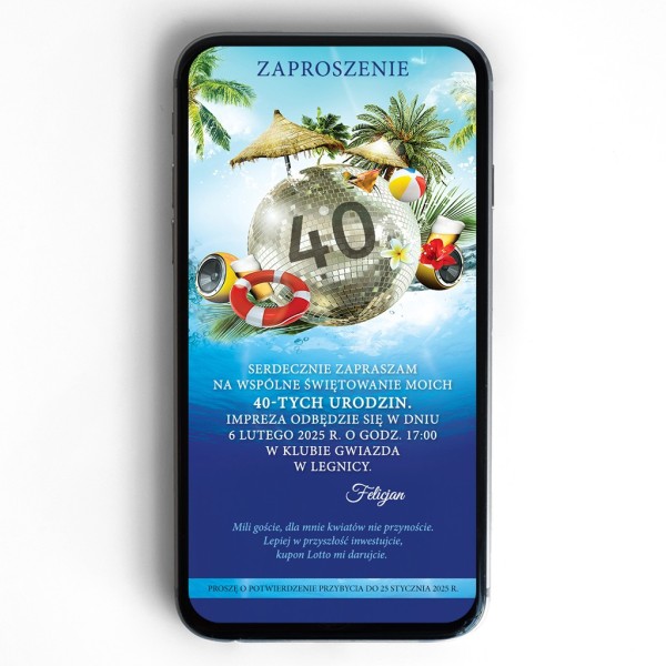 Zaproszenie elektroniczne tropikalne – letni klimat
