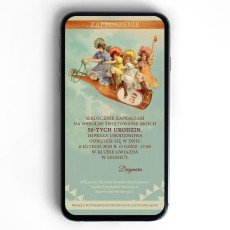 zaproszenie elektroniczne retro z butelką alkoholu 2