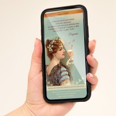 zaproszenie elektroniczne retro z kieliszkiem