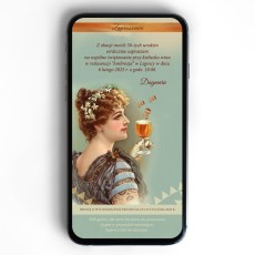 zaproszenie elektroniczne retro z kieliszkiem 2