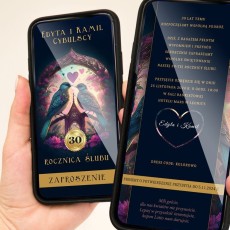 zaproszenie elektroniczne z wierszem i gołąbkami