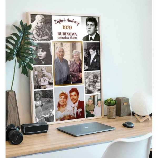 kolaż zdjęć na rocznicę ślubu personalizowany obraz ze wspomnień