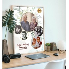 „Historia Miłości” – Fotokolaż jubileuszowy ze zdjęciami w kołach i motywami natury