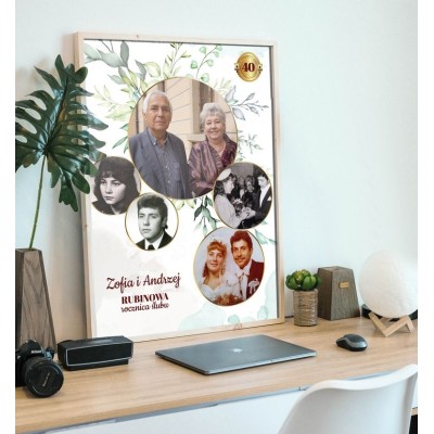 „Historia Miłości” – Fotokolaż jubileuszowy ze zdjęciami w kołach i motywami natury