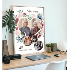 personalizowany obraz ze zdjęć w kształcie serca na rocznicę ślubu