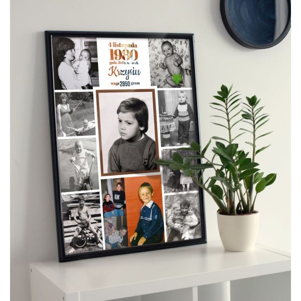 Personalizowany kolaż "Wspomnienia z dzieciństwa" - wyjątkowy prezent ze zdjęć.