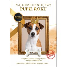Certyfikat Najgrzeczniejszy Pupil Roku, personalizowana pamiątka dla psa