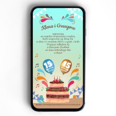 dziecięce zaproszenie elektroniczne z torcikiem