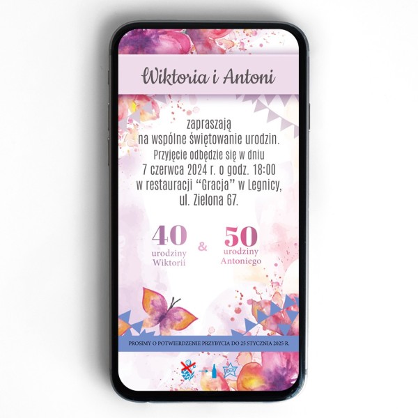 zaproszenie elektroniczne z motylkiem