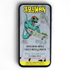 dziecięce zaproszenie elektroniczne z deskorolką