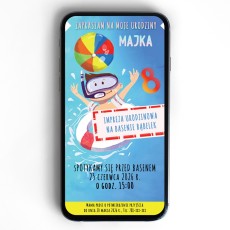 dziecięce zaproszenie elektroniczne basenowe