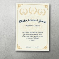 zaproszenie jubileuszowe na podwójne lub na potrójne urodziny złote wieńce