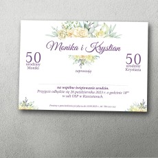 zaproszenie na podwójne urodziny jasne kwiatowe eleganckie