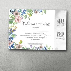 zaproszenie na podwójne urodziny kolorowe kwiatowe barwna grafika